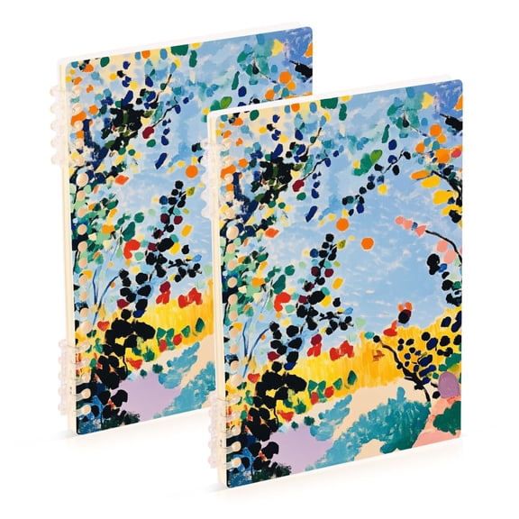 FORMRS 1-Subject Spiral Notebook 8" x 5" College Ruled 60 Refillable Sheet A5 Hard Cover, Colorful Leaves