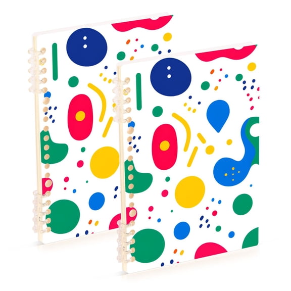 FORMRS 1-Subject Spiral Notebook 8" x 5" College Ruled 60 Refillable Sheet A5 Hard Cover, Colorful Round