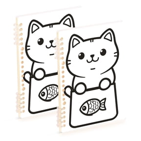 FORMRS 1-Subject Spiral Notebook 8" x 5" College Ruled 60 Refillable Sheet A5 Hard Cover, Cute Chubby Cat