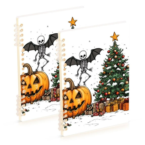 FORMRS 1-Subject Spiral Notebook 8" x 5" College Ruled 60 Refillable Sheet A5 Hard Cover, Cute Halloween Trees