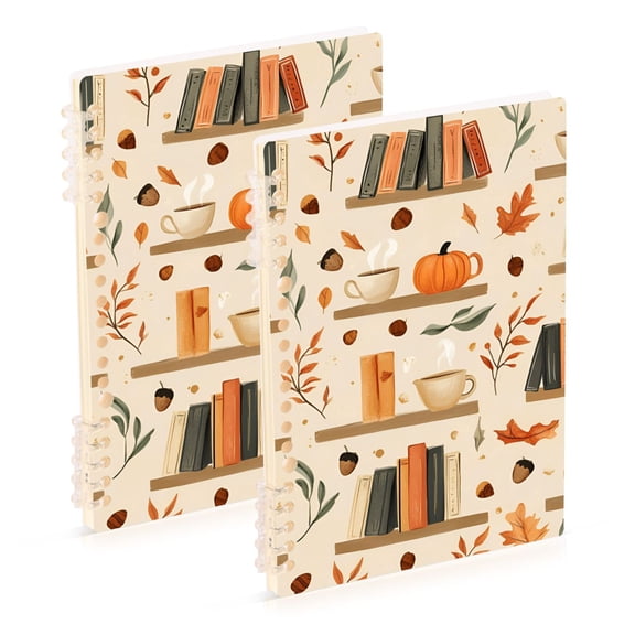 FORMRS 1-Subject Spiral Notebook 8" x 5" College Ruled 60 Refillable Sheet A5 Hard Cover, Fall Book Shelf