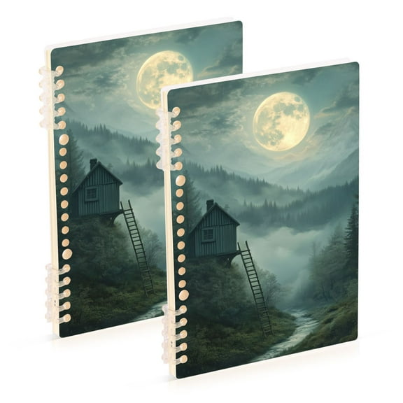 FORMRS 1-Subject Spiral Notebook 8" x 5" College Ruled 60 Refillable Sheet A5 Hard Cover, Forest House