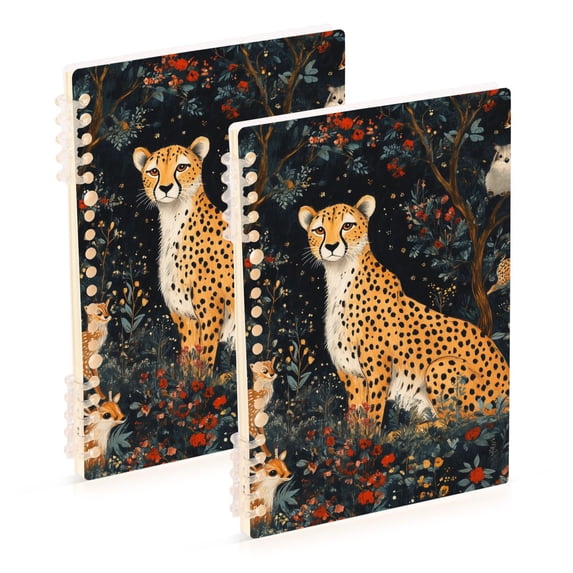 FORMRS 1-Subject Spiral Notebook 8" x 5" College Ruled 60 Refillable Sheet A5 Hard Cover, Forest Pattern