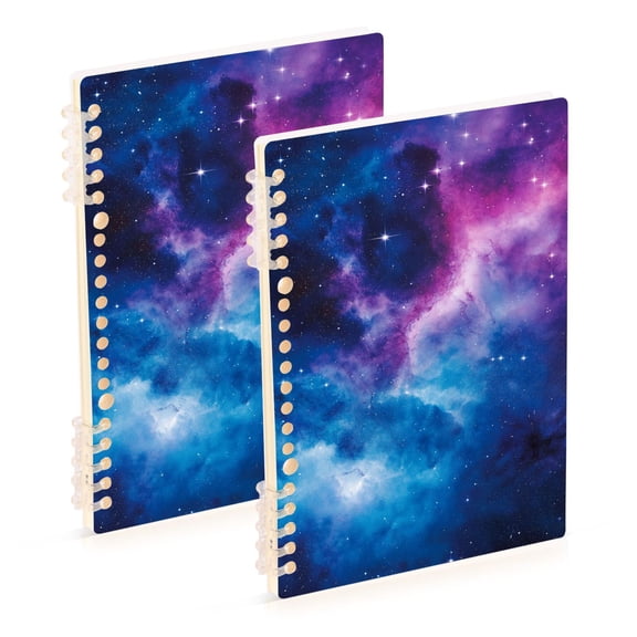 FORMRS 1-Subject Spiral Notebook 8" x 5" College Ruled 60 Refillable Sheet, Galaxy Pattern