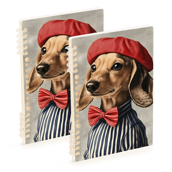 FORMRS 1-Subject Spiral Notebook 8" x 5" College Ruled 60 Refillable Sheet, Gray Dog Artist