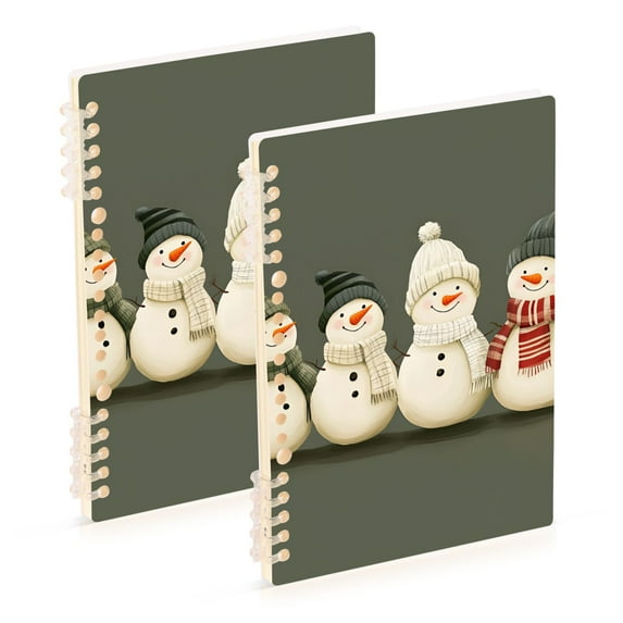 FORMRS 1-Subject Spiral Notebook 8" x 5" College Ruled 60 Refillable Sheet, Gray Snowmen