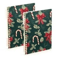 thumbnail image 1 of FORMRS 1-Subject Spiral Notebook 8" x 5" College Ruled 60 Refillable Sheet A5 Hard Cover, Green Christmas Candy Canes, 1 of 7