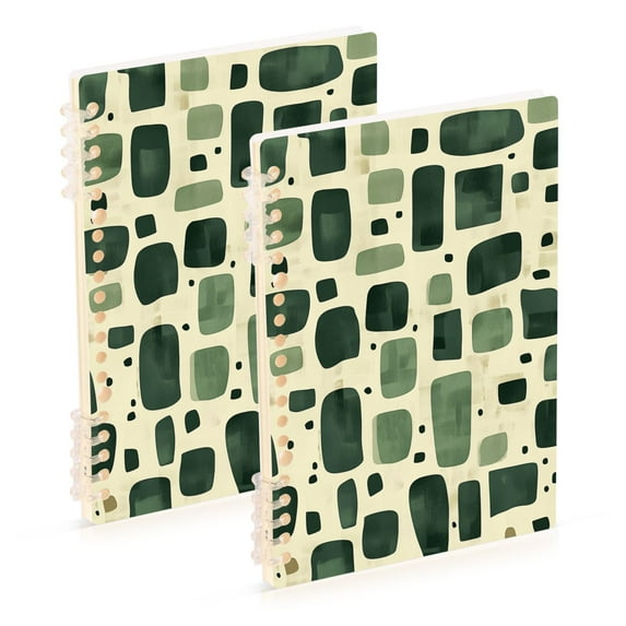 FORMRS 1-Subject Spiral Notebook 8" x 5" College Ruled 60 Refillable Sheet A5 Hard Cover, Green Geometric