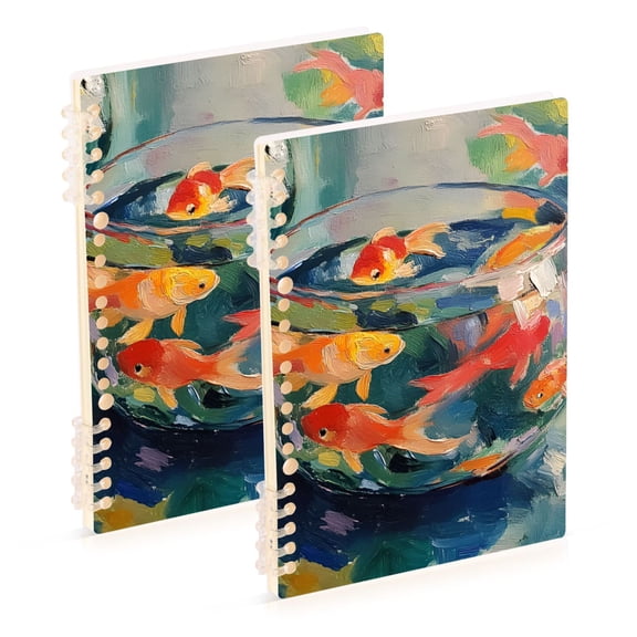 FORMRS 1-Subject Spiral Notebook 8" x 5" College Ruled 60 Refillable Sheet A5 Hard Cover, Green Goldfish
