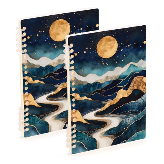 FORMRS 1-Subject Spiral Notebook 8" x 5" College Ruled 60 Refillable Sheet A5 Hard Cover, Green Mountains