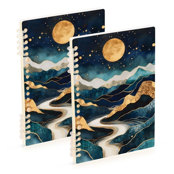 FORMRS 1-Subject Spiral Notebook 8" x 5" College Ruled 60 Refillable Sheet A5 Hard Cover, Green Mountains