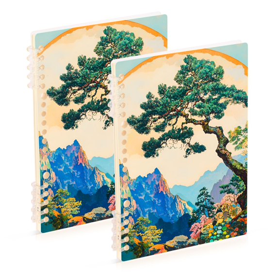 FORMRS 1-Subject Spiral Notebook 8" x 5" College Ruled 60 Refillable Sheet, Large Pine Tree