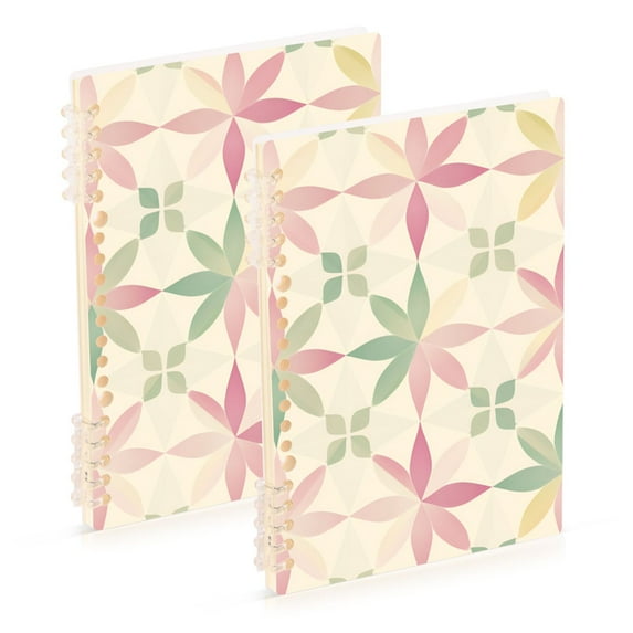 FORMRS 1-Subject Spiral Notebook 8" x 5" College Ruled 60 Refillable Sheet A5 Hard Cover, Light Pink Geometric