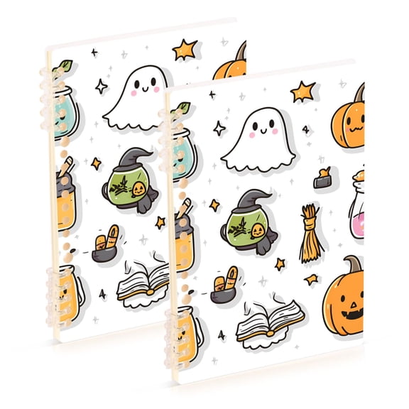FORMRS 1-Subject Spiral Notebook 8" x 5" College Ruled 60 Refillable Sheet A5 Hard Cover, Magical Halloween