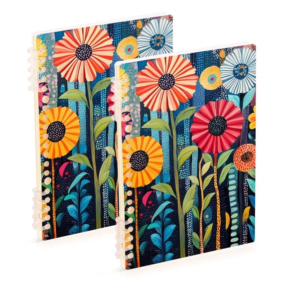 FORMRS 1-Subject Spiral Notebook 8" x 5" College Ruled 60 Refillable Sheet, Orange Colorful Flowers