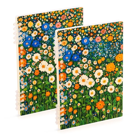 FORMRS 1-Subject Spiral Notebook 8" x 5" College Ruled 60 Refillable Sheet, Orange Floral Garden