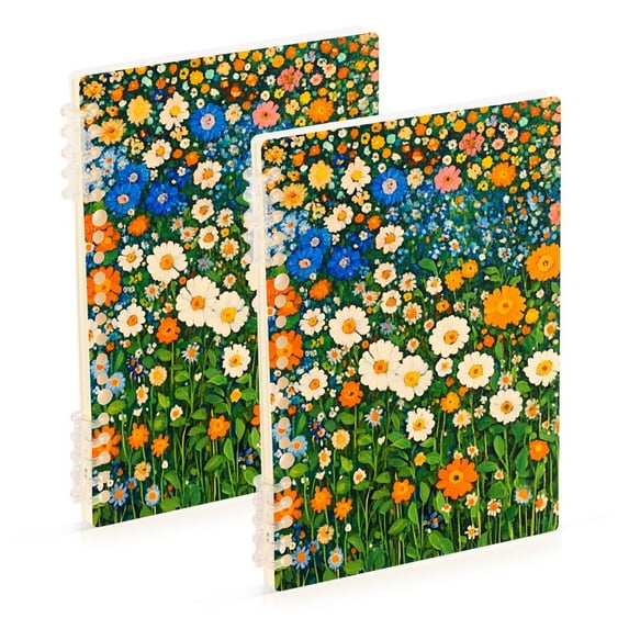 FORMRS 1-Subject Spiral Notebook 8" x 5" College Ruled 60 Refillable Sheet, Orange Floral Garden