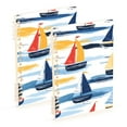 thumbnail image 1 of FORMRS 1-Subject Spiral Notebook 8" x 5" College Ruled 60 Refillable Sheet A5 Hard Cover, Orange Hand Drawn Sailboats, 1 of 7