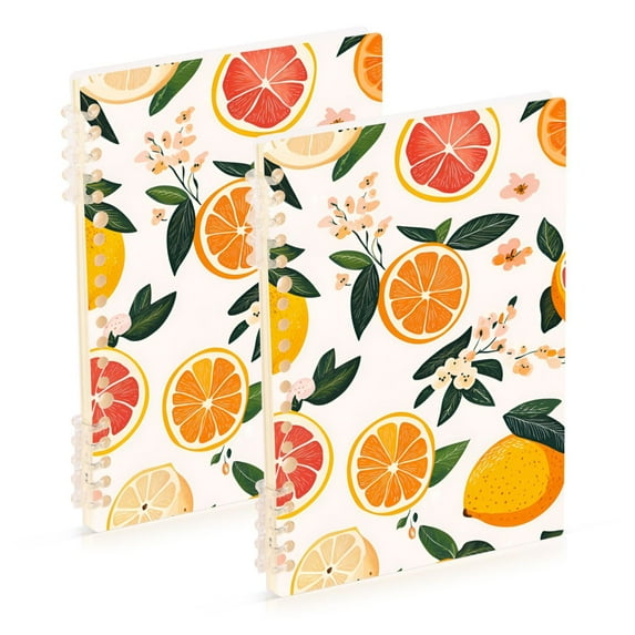 FORMRS 1-Subject Spiral Notebook 8" x 5" College Ruled 60 Refillable Sheet A5 Hard Cover, Orange Slices