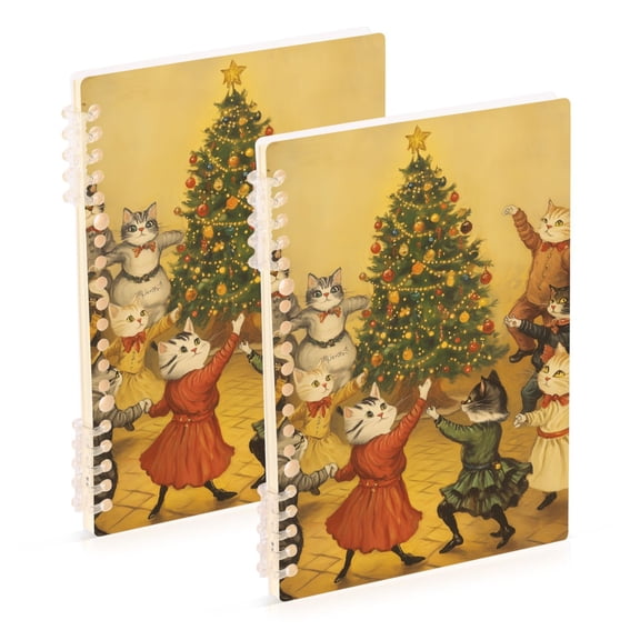 FORMRS 1-Subject Spiral Notebook 8" x 5" College Ruled 60 Refillable Sheet A5 Hard Cover, Party Of Cats