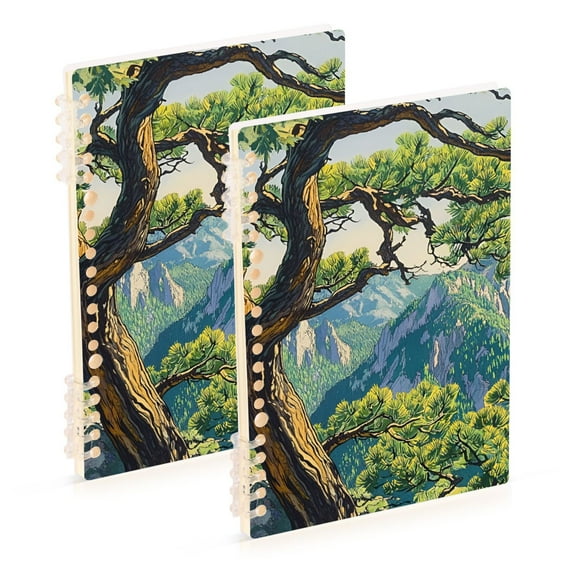 FORMRS 1-Subject Spiral Notebook 8" x 5" College Ruled 60 Refillable Sheet A5 Hard Cover, Pine Tree