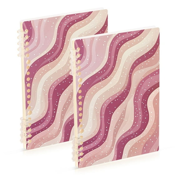FORMRS 1-Subject Spiral Notebook 8" x 5" College Ruled 60 Refillable Sheet, Pink Brown Pattern