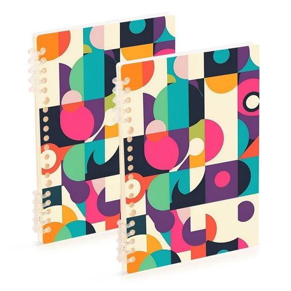FORMRS 1-Subject Spiral Notebook 8" x 5" College Ruled 60 Refillable Sheet A5 Hard Cover, Pink Geometric