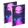thumbnail image 1 of FORMRS 1-Subject Spiral Notebook 8" x 5" College Ruled 60 Refillable Sheet A5 Hard Cover, Pink Neon Road, 1 of 7
