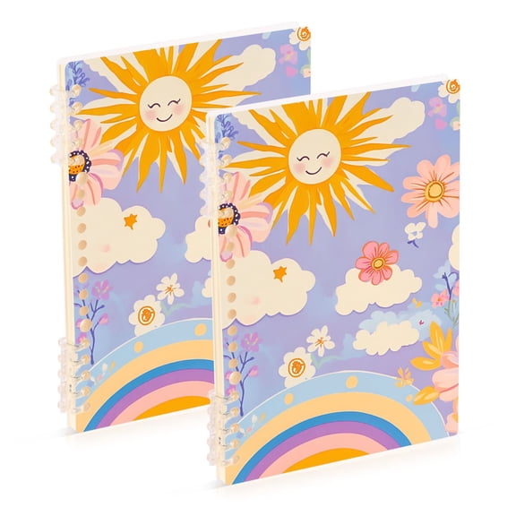 FORMRS 1-Subject Spiral Notebook 8" x 5" College Ruled 60 Refillable Sheet A5 Hard Cover, Purple Clouds