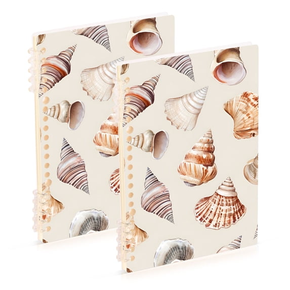 FORMRS 1-Subject Spiral Notebook 8" x 5" College Ruled 60 Refillable Sheet A5 Hard Cover, Red Watercolor Seashells