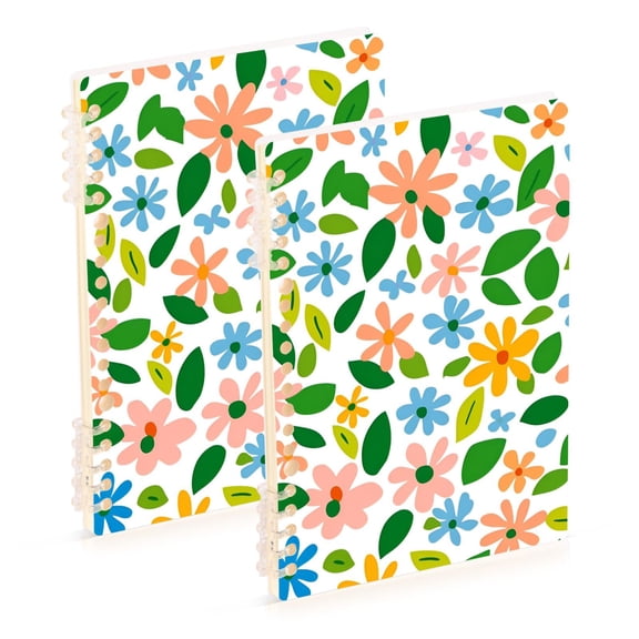 FORMRS 1-Subject Spiral Notebook 8" x 5" College Ruled 60 Refillable Sheet, Retro Blue Floral