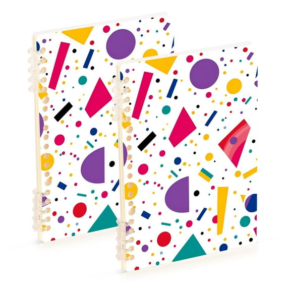 FORMRS 1-Subject Spiral Notebook 8" x 5" College Ruled 60 Refillable Sheet A5 Hard Cover, Retro Round