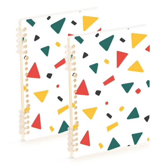 FORMRS 1-Subject Spiral Notebook 8" x 5" College Ruled 60 Refillable Sheet A5 Hard Cover, Retro Shapes