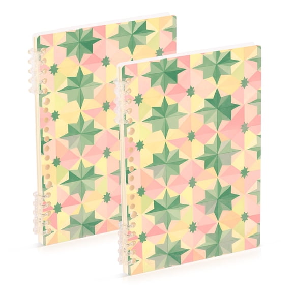 FORMRS 1-Subject Spiral Notebook 8" x 5" College Ruled 60 Refillable Sheet A5 Hard Cover, Retro Symmetrical Stars