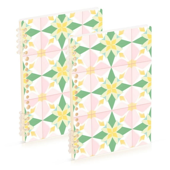 FORMRS 1-Subject Spiral Notebook 8" x 5" College Ruled 60 Refillable Sheet A5 Hard Cover, Retro Yellow Stars