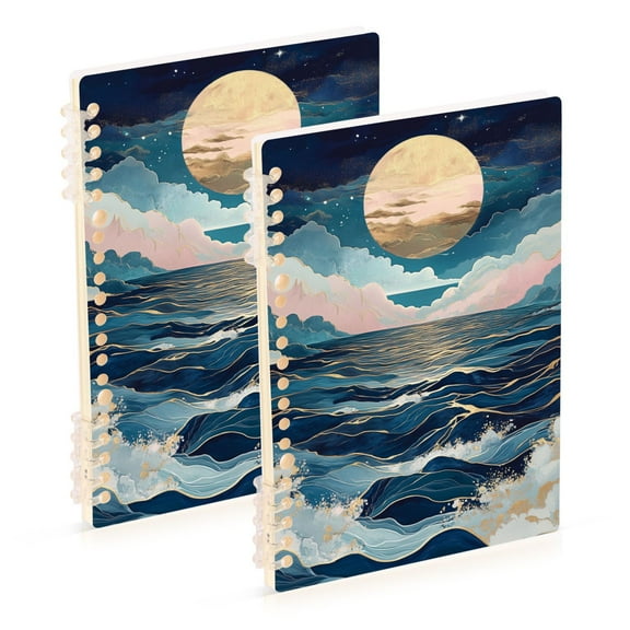 FORMRS 1-Subject Spiral Notebook 8" x 5" College Ruled 60 Refillable Sheet, Rolling Waves