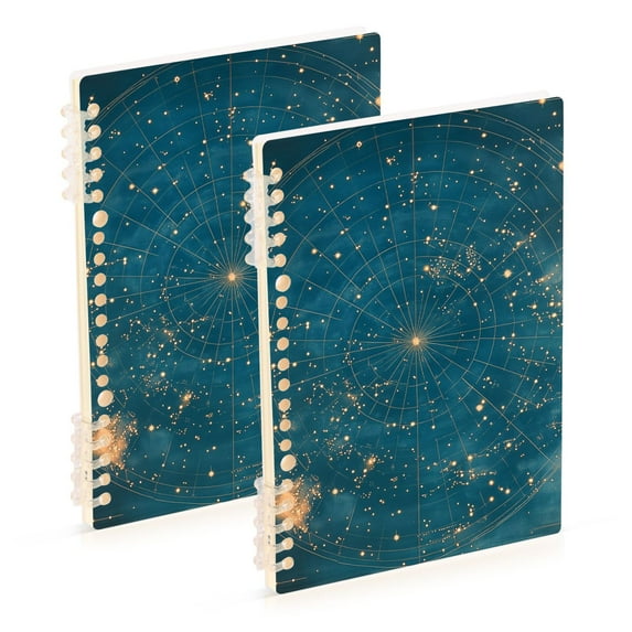 FORMRS 1-Subject Spiral Notebook 8" x 5" College Ruled 60 Refillable Sheet A5 Hard Cover, Star Map