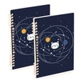 thumbnail image 1 of FORMRS 1-Subject Spiral Notebook 8" x 5" College Ruled 60 Refillable Sheet A5 Hard Cover, White Cat Planet, 1 of 7