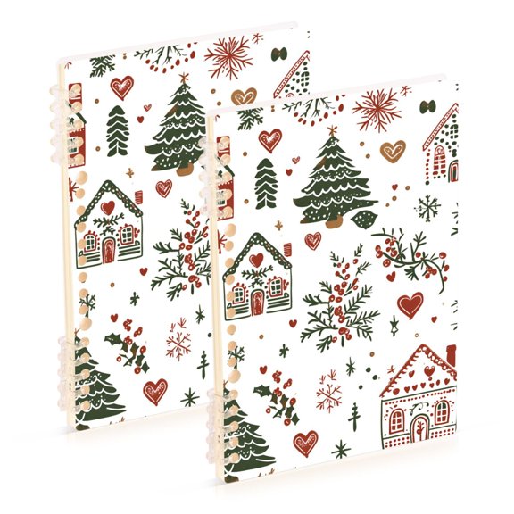 FORMRS 1-Subject Spiral Notebook 8" x 5" College Ruled 60 Refillable Sheet, White Nordic Christmas House