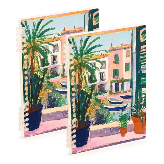 FORMRS 1-Subject Spiral Notebook 8" x 5" College Ruled 60 Refillable Sheet A5 Hard Cover, Window Scene