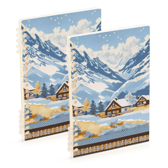 FORMRS 1-Subject Spiral Notebook 8" x 5" College Ruled 60 Refillable Sheet A5 Hard Cover, Winter Mountain