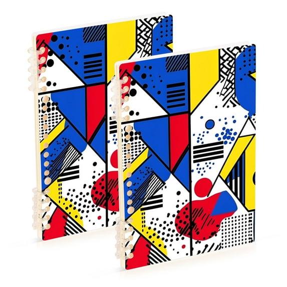 FORMRS 1-Subject Spiral Notebook 8" x 5" College Ruled 60 Refillable Sheet A5 Hard Cover, Yelllow Simple Shapes