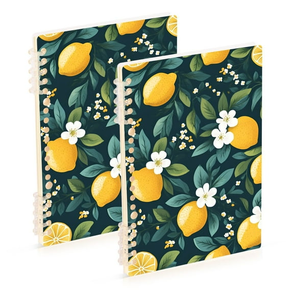 FORMRS 1-Subject Spiral Notebook 8" x 5" College Ruled 60 Refillable Sheet, Yellow Lemons