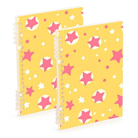 FORMRS 1-Subject Spiral Notebook 8" x 5" College Ruled 60 Refillable Sheet A5 Hard Cover, Yellow Stars
