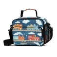 thumbnail image 1 of FORMRS Student Lunch Bag Insulated Reusable Cooler Box with Zipper Pockets, Blue Cute Train Pattern, 1 of 9