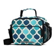 thumbnail image 1 of FORMRS Student Insulated Lunch Bag with Shoulder Strap Reusable Cooler Box for School, Blue Geometric Pattern, 1 of 9