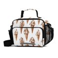 thumbnail image 1 of FORMRS Student Insulated Lunch Bag with Shoulder Strap Reusable Cooler Box for School, Brown Ice Cream Pattern, 1 of 9