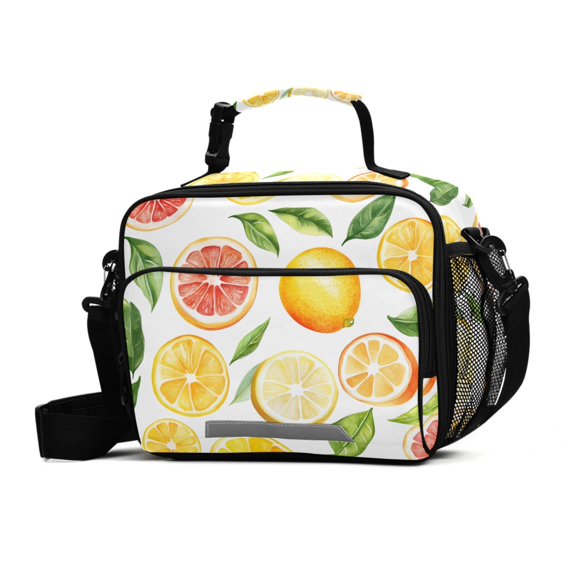 FORMRS Student Insulated Lunch Bag with Shoulder Strap Reusable Cooler Box for School, Candy Lemon