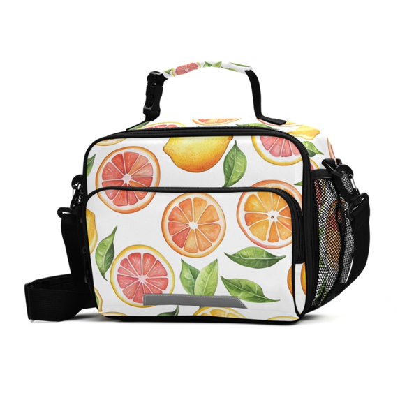 FORMRS Student Insulated Lunch Bag with Shoulder Strap Reusable Cooler Box for School, Candy Orange