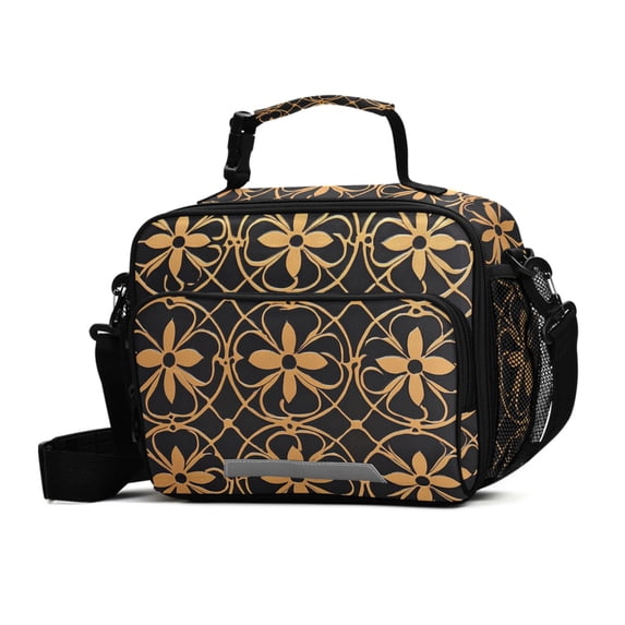 FORMRS Student Insulated Lunch Bag with Shoulder Strap Reusable Cooler Box for School, Classic Floral